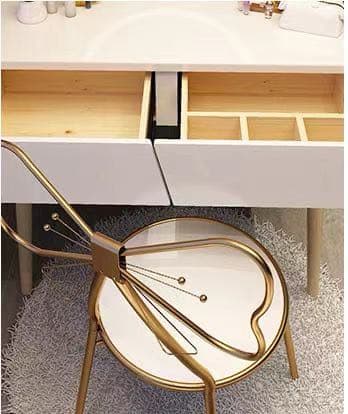 ホワイト 北欧風ドレッサードレッサーデスク おしゃれ 椅子付き