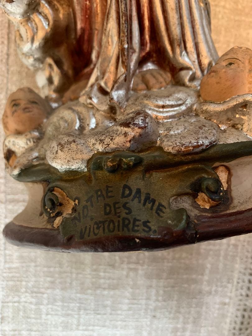フランス製　アンティーク1920年特大43㎝ノートルダム　レアな銀色のマリア様！