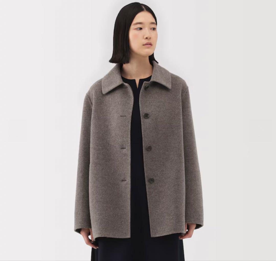 新品 無印良品 ウール混　ダブルフェイスショートコート ダークモカブラウン