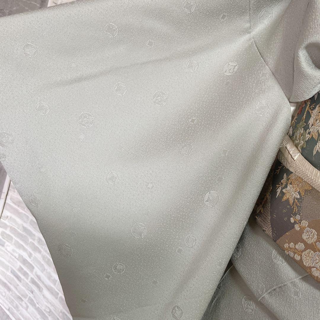 色無地　フルセット　丸に反り角地紋　シンプル　礼装　カジュアル　着物　I6