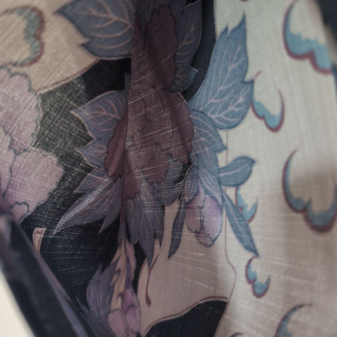 【三花】撫松庵　セオα　洗える着物　浴衣　単衣　孔雀　牡丹　リサイクル　リユース