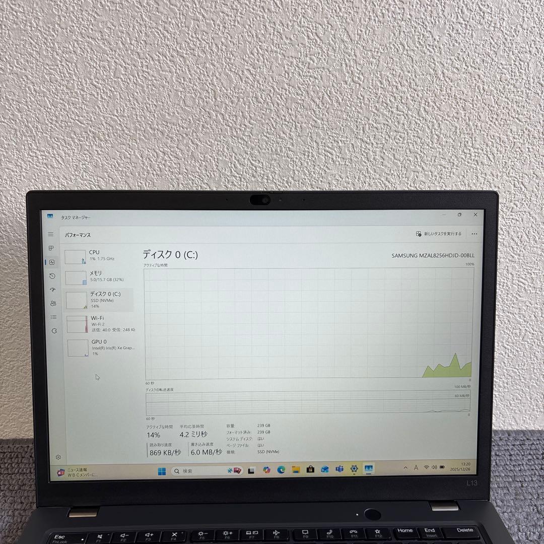 Windowsノート本体 lenovo thinkpad L13 Gen 4 i5-1335U