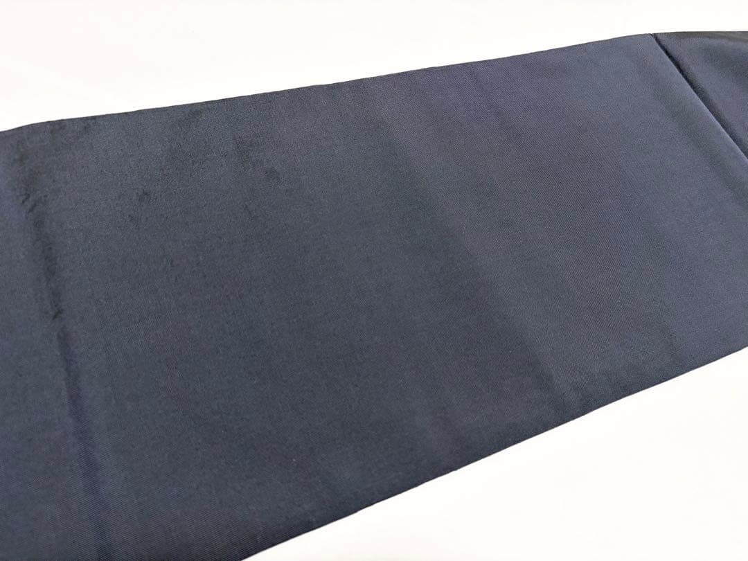 B 木屋太 風景模様 黒×紫×グレー 正絹 六通 袋帯 O38