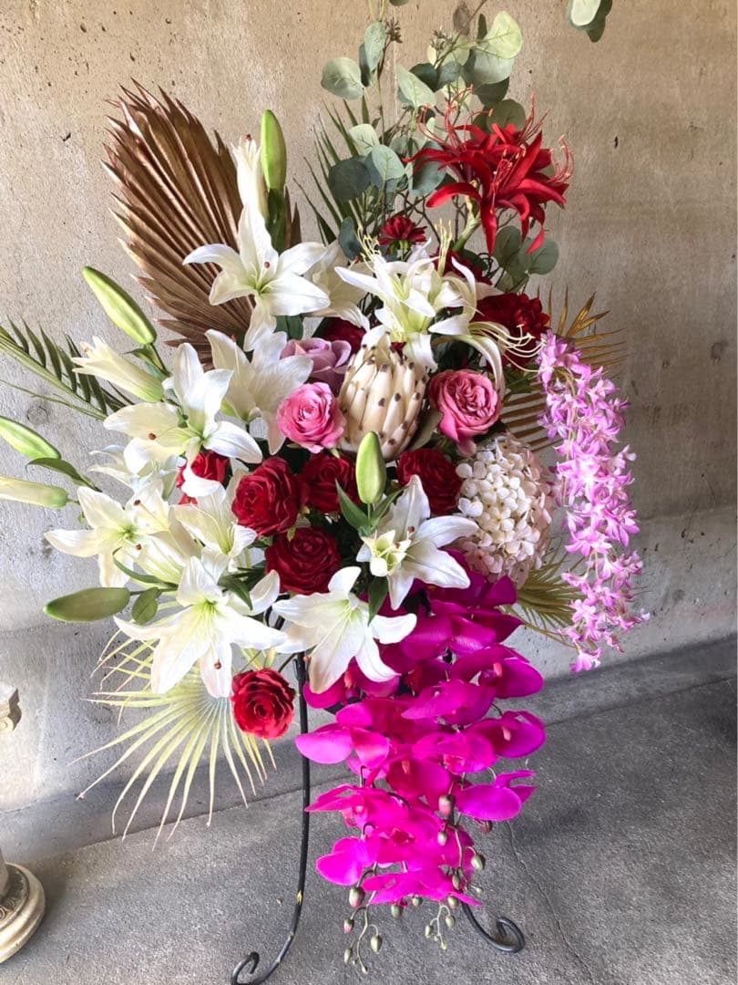 光触媒　人工観葉植物　ウォールグリーン　フェイクフラワー　カサブランカアレンジ