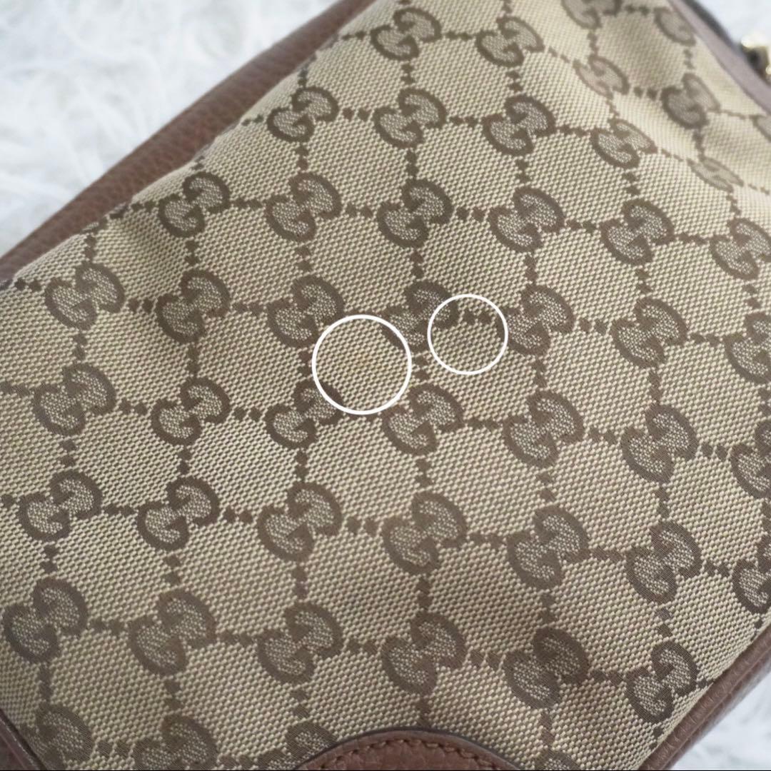 美品 グッチ GGキャンバス レザー ショルダーバッグ カメラバッグ