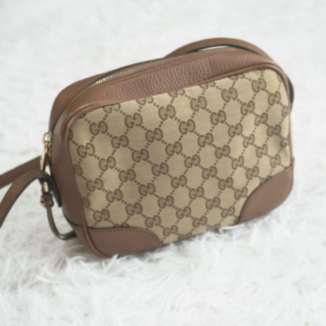 美品 グッチ GGキャンバス レザー ショルダーバッグ カメラバッグ