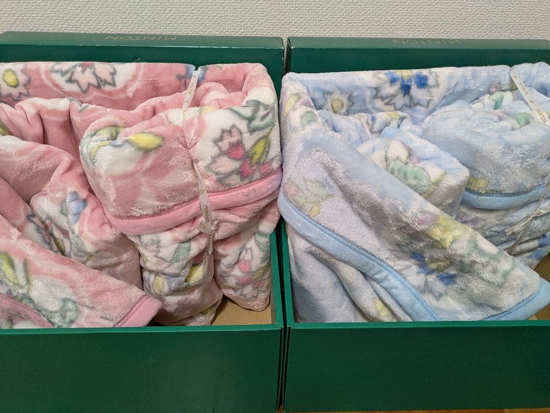 MINTON ニューマイヤーポリエステル毛布 2枚　 ピンク ブルー