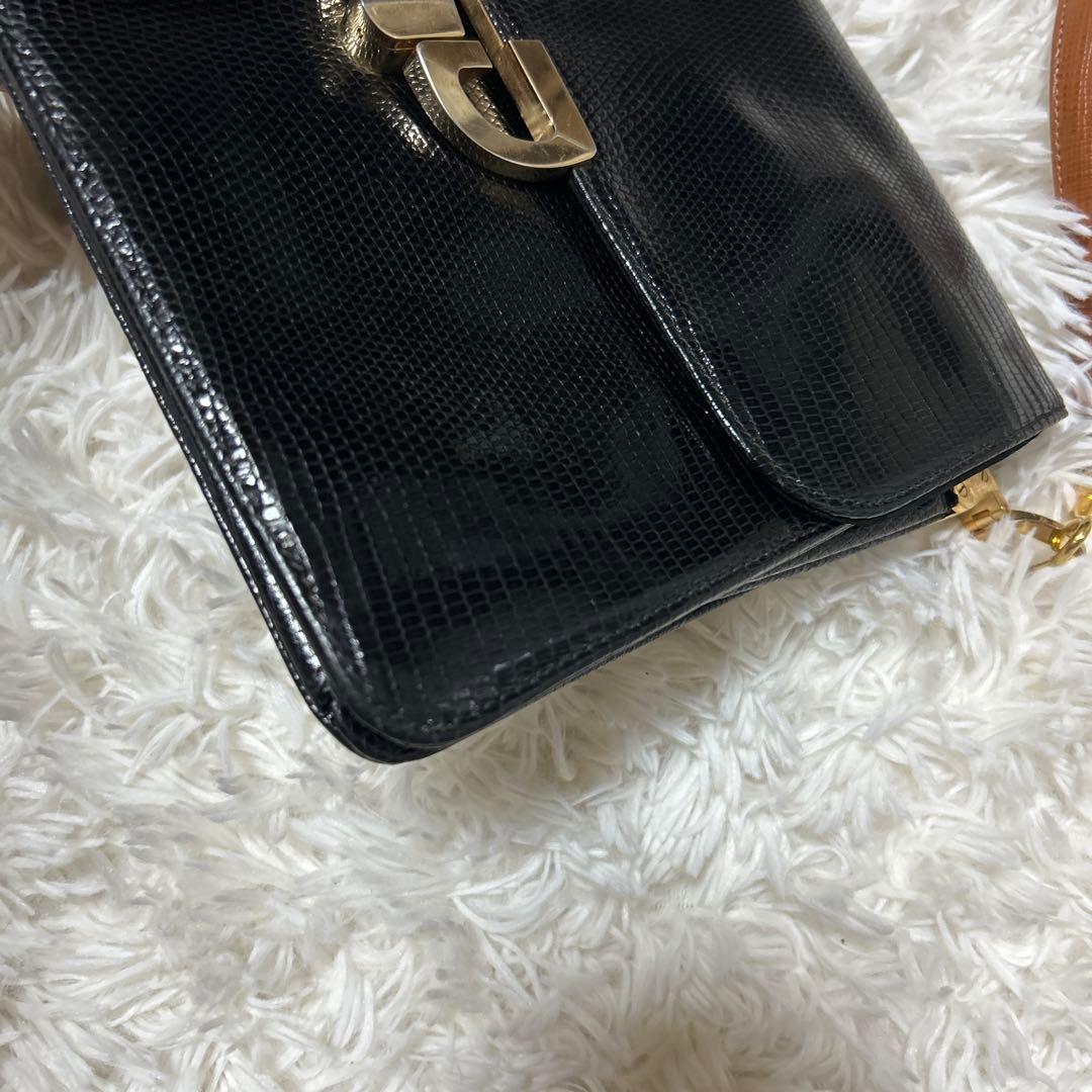 【希少】OLD GUCCI オールドグッチ　エキゾチックレザーショルダーバッグ
