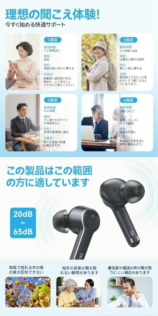 集音器 ワイヤレス イヤホン型 高齢者 若者 長時間使用 高速充電式 補聴器