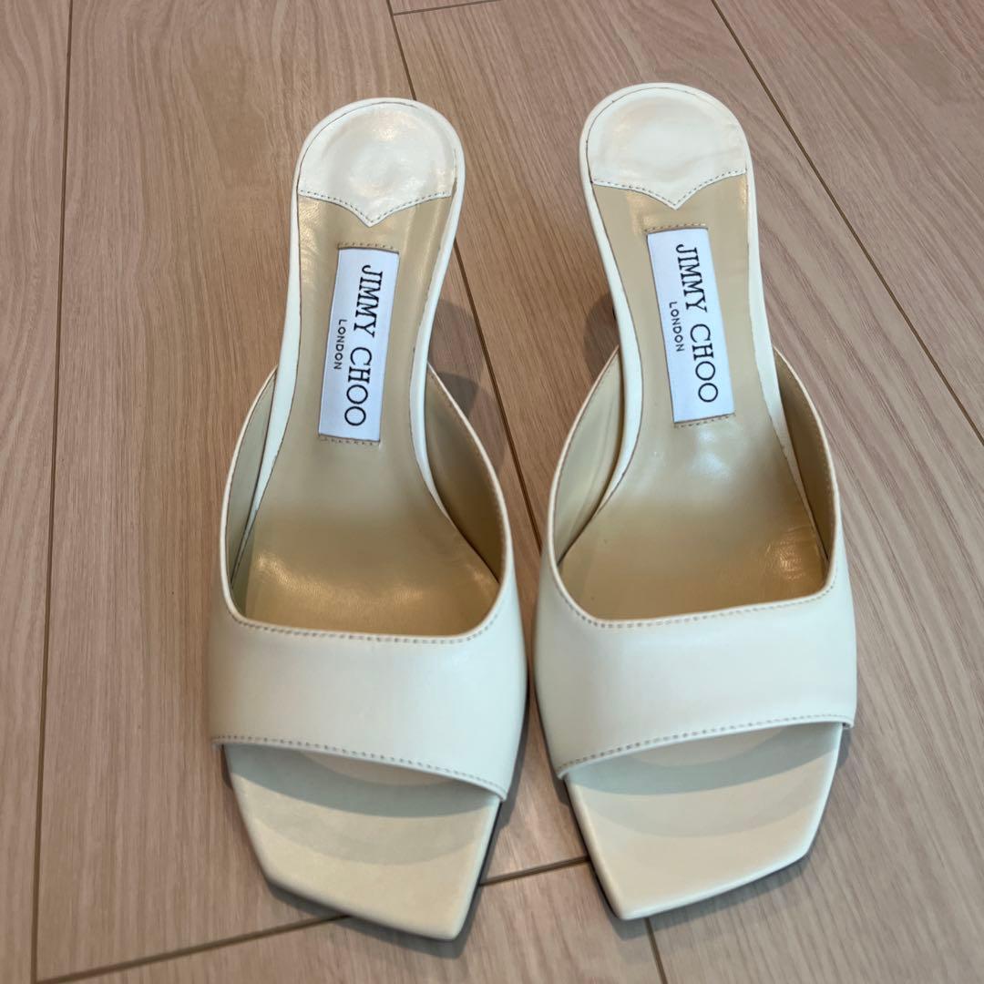 JIMMY CHOO ホワイト ミュール 約6cmヒール