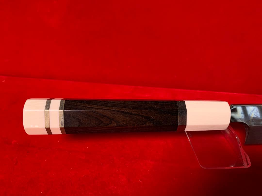 NO.01234包丁　先丸　堺製　中子刻印有り　水本焼　白一鋼　富士山残月　桐箱