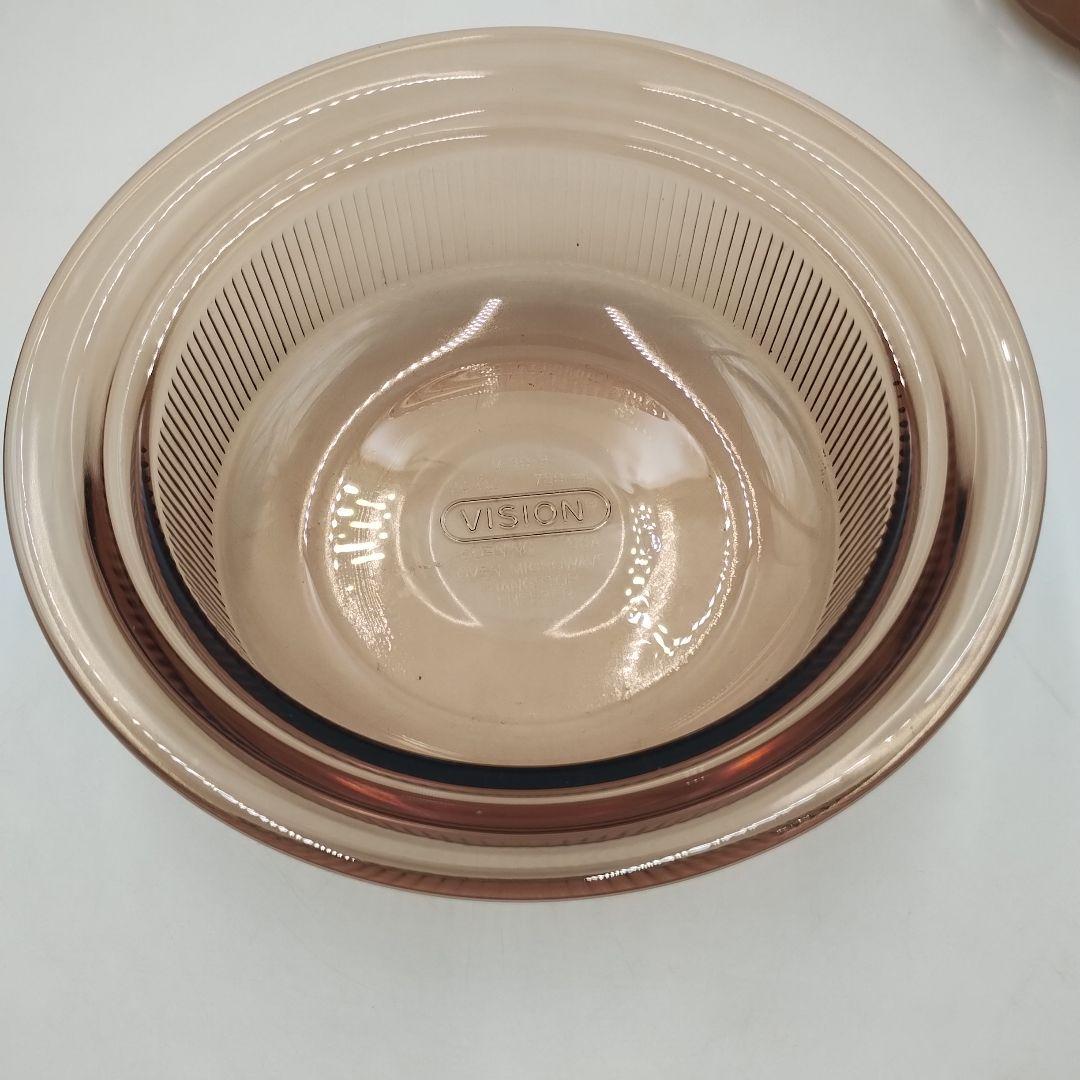 bM130L 昭和レトロ　ビジョン　コーニング　USA　ガラス製　耐熱鍋・片手鍋