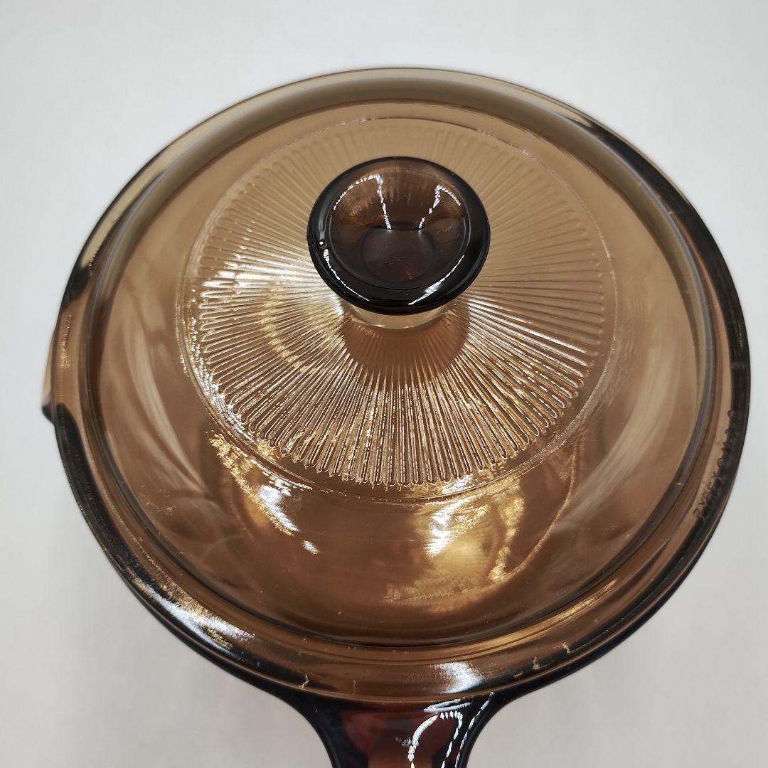 bM130L 昭和レトロ　ビジョン　コーニング　USA　ガラス製　耐熱鍋・片手鍋