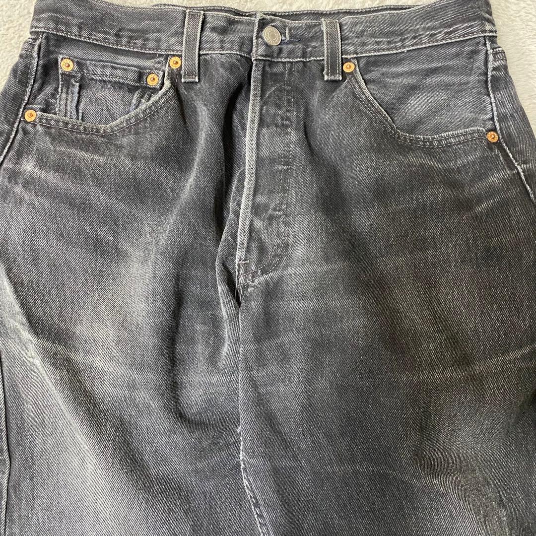 ギ*隊様 90'sUSA製リーバイス 501 ストレート ブラックデニム ジーン