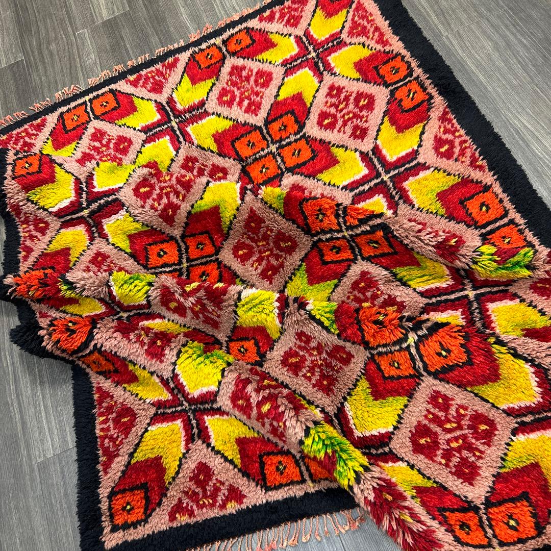 183cmx135cmモロッコ絨毯ふわふわファインウールヴィンテージ ラグ