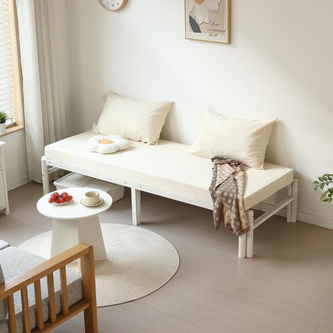 伸縮式ベッドフレーム　幅76~137cm伸縮可能　２WAY　おしゃれ　WHITE