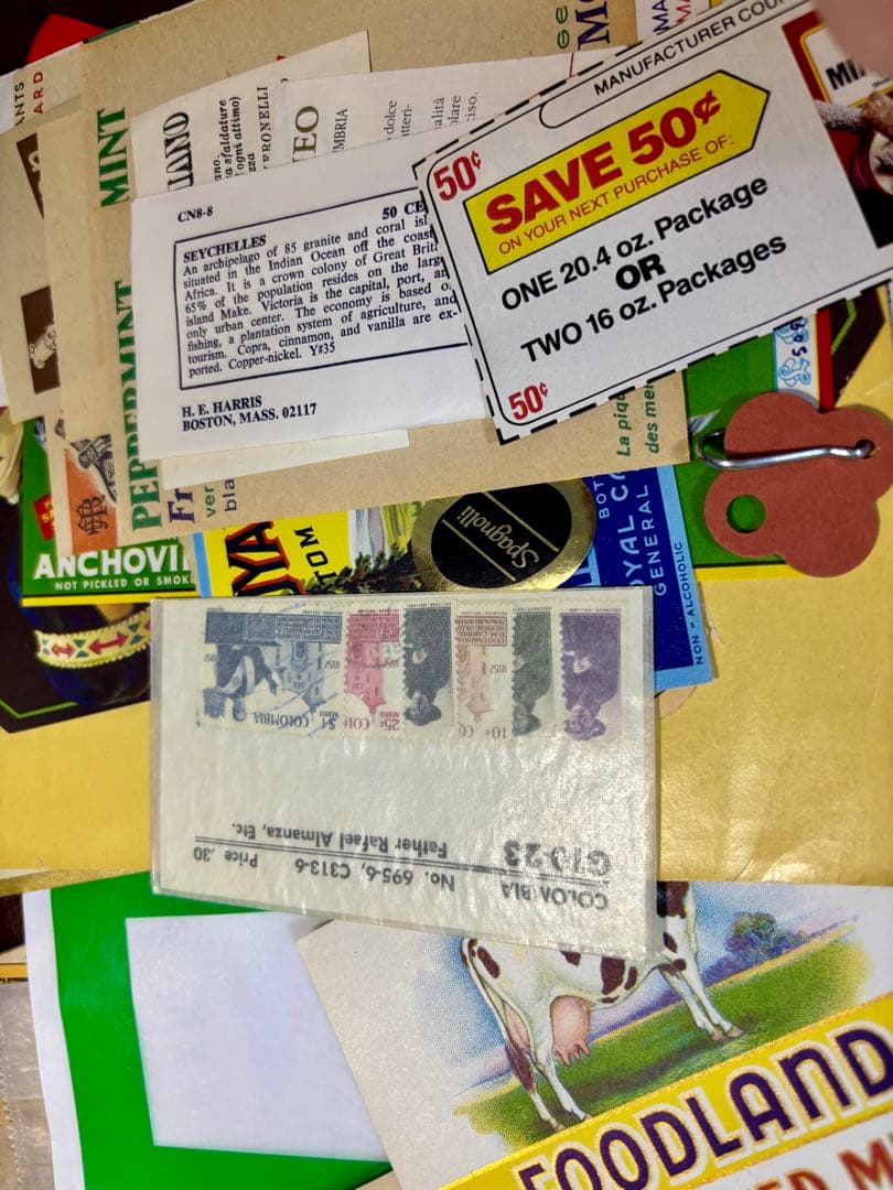 ❶ビンテージ紙モノset アソート 蚤の市 ジャンクジャーナル