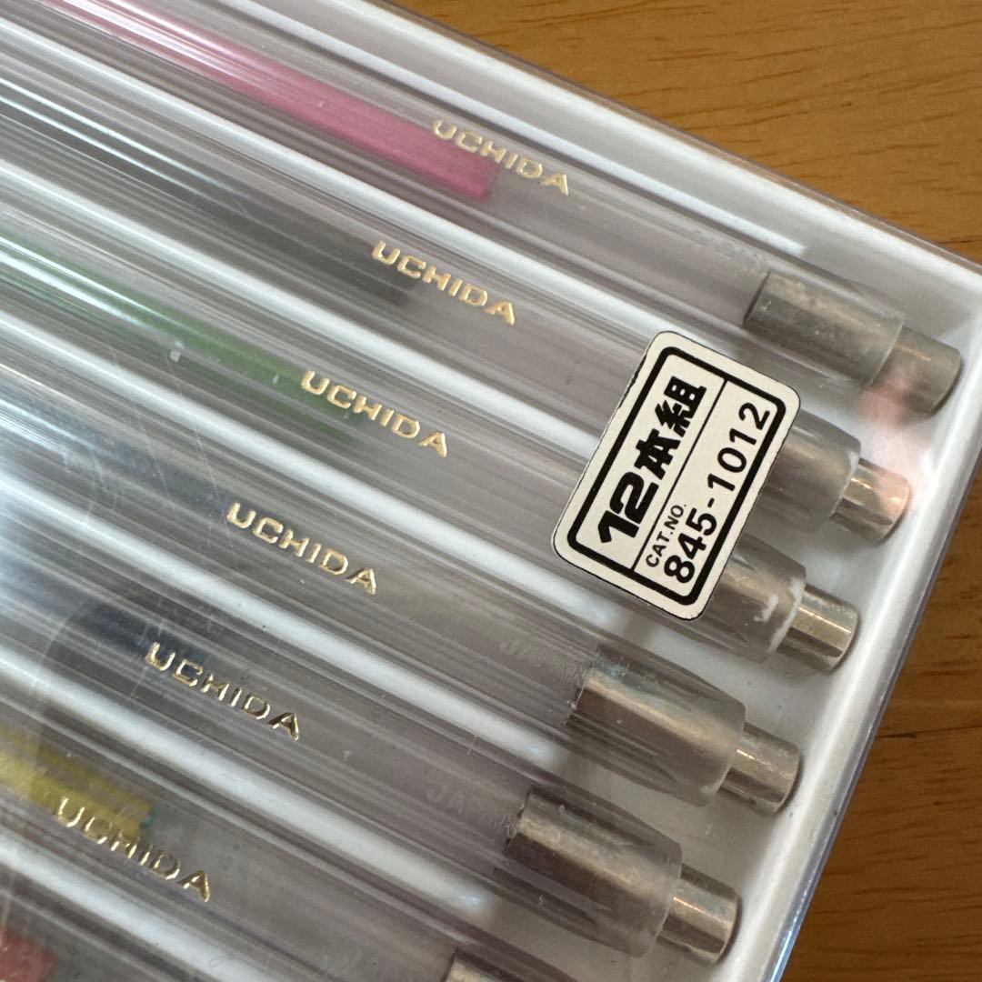 新品 廃盤 UCHIDA ウチダ カラー 芯ホルダー 12本セット クリア 透明