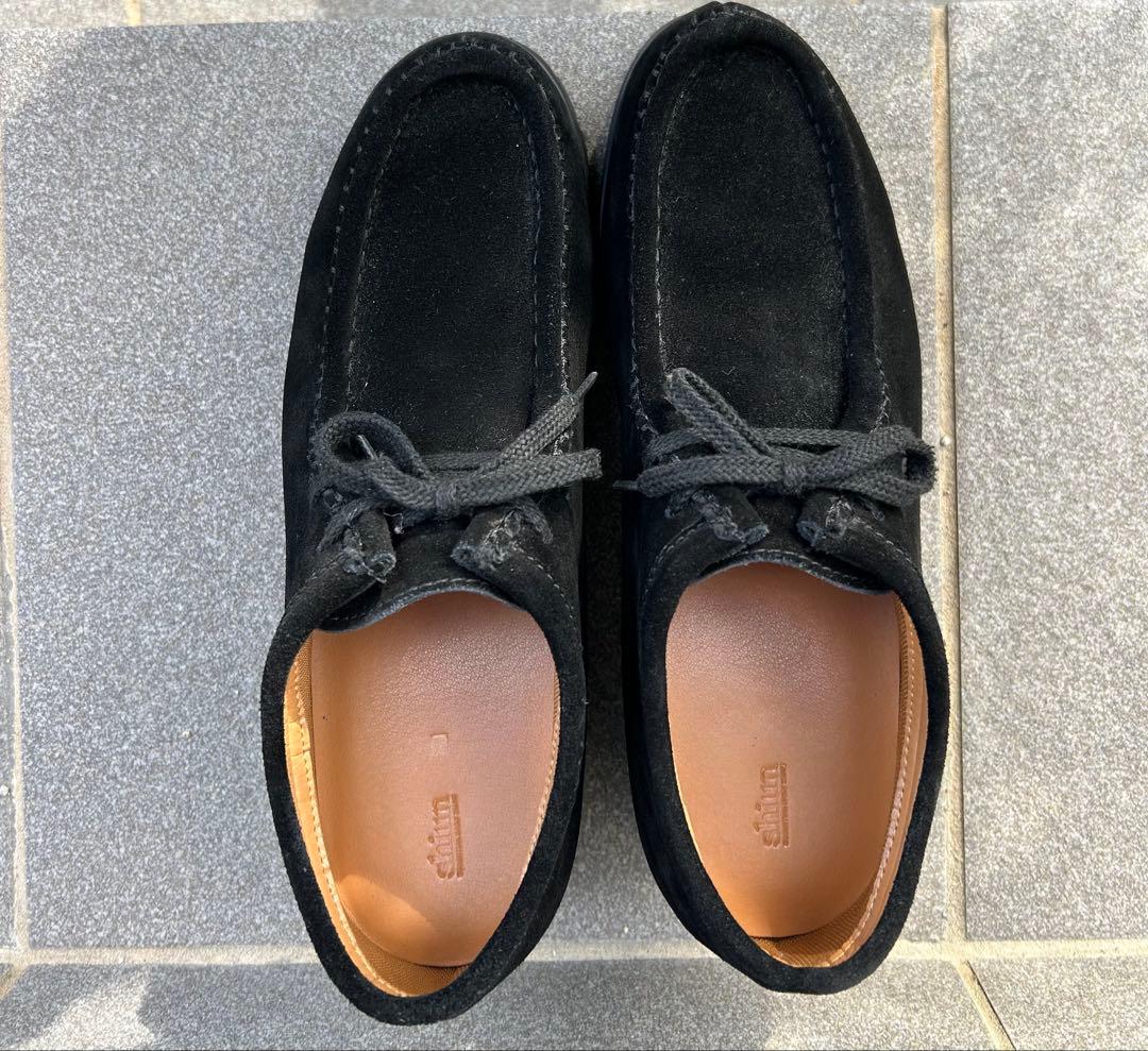 shiun BLACK SUEDE MOCCASIN Sサイズ