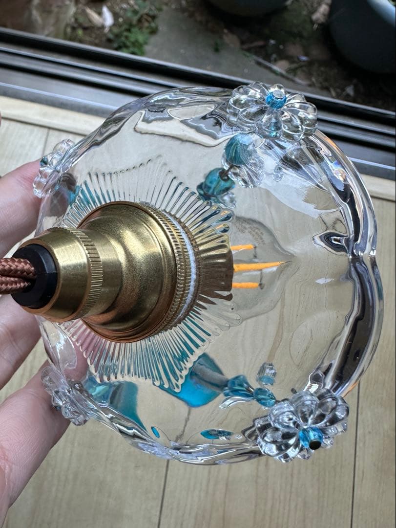 20's フランス アンティーク ブルームラーノガラスの可愛いミニシャンデリア