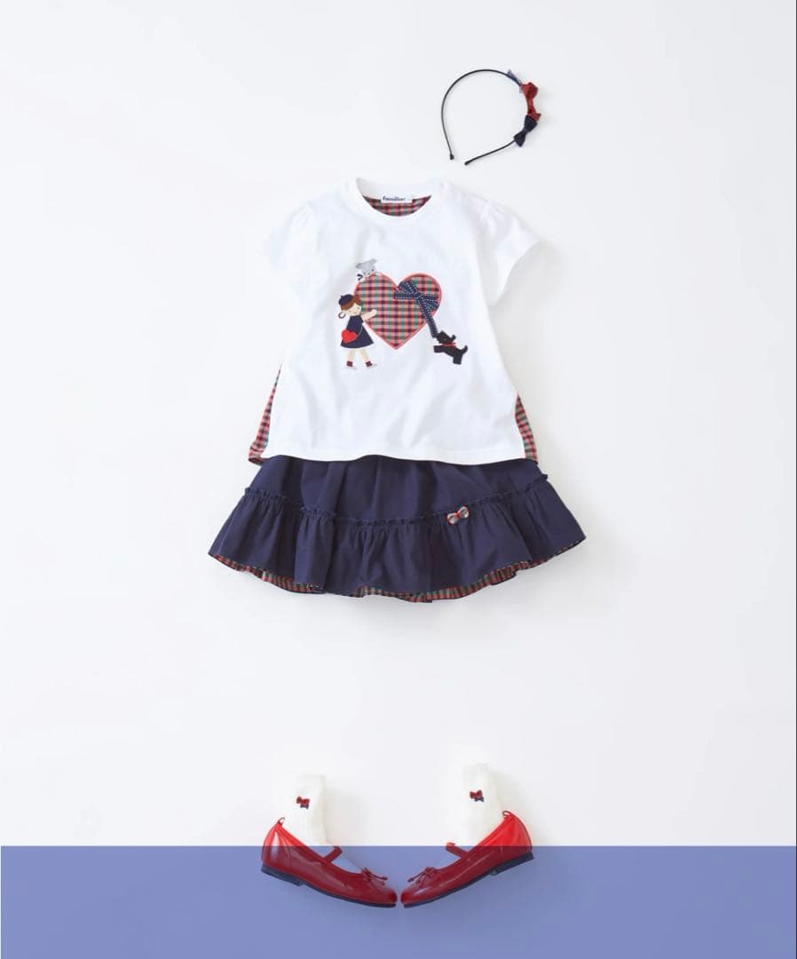 新品 ファミリア familiar Tシャツ 120cm ハート チェック