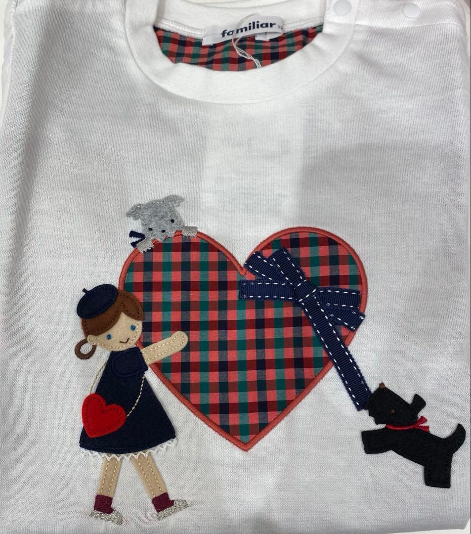新品 ファミリア familiar Tシャツ 120cm ハート チェック