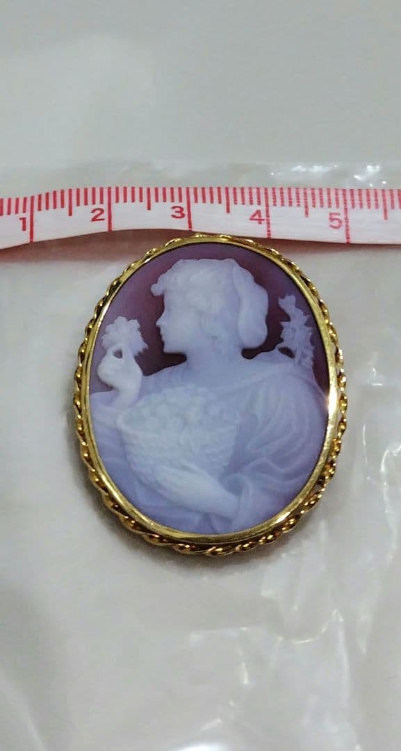 ★タイムセール★カメオ　メノウ　ブローチ　ペンダントトップ　2way　18K