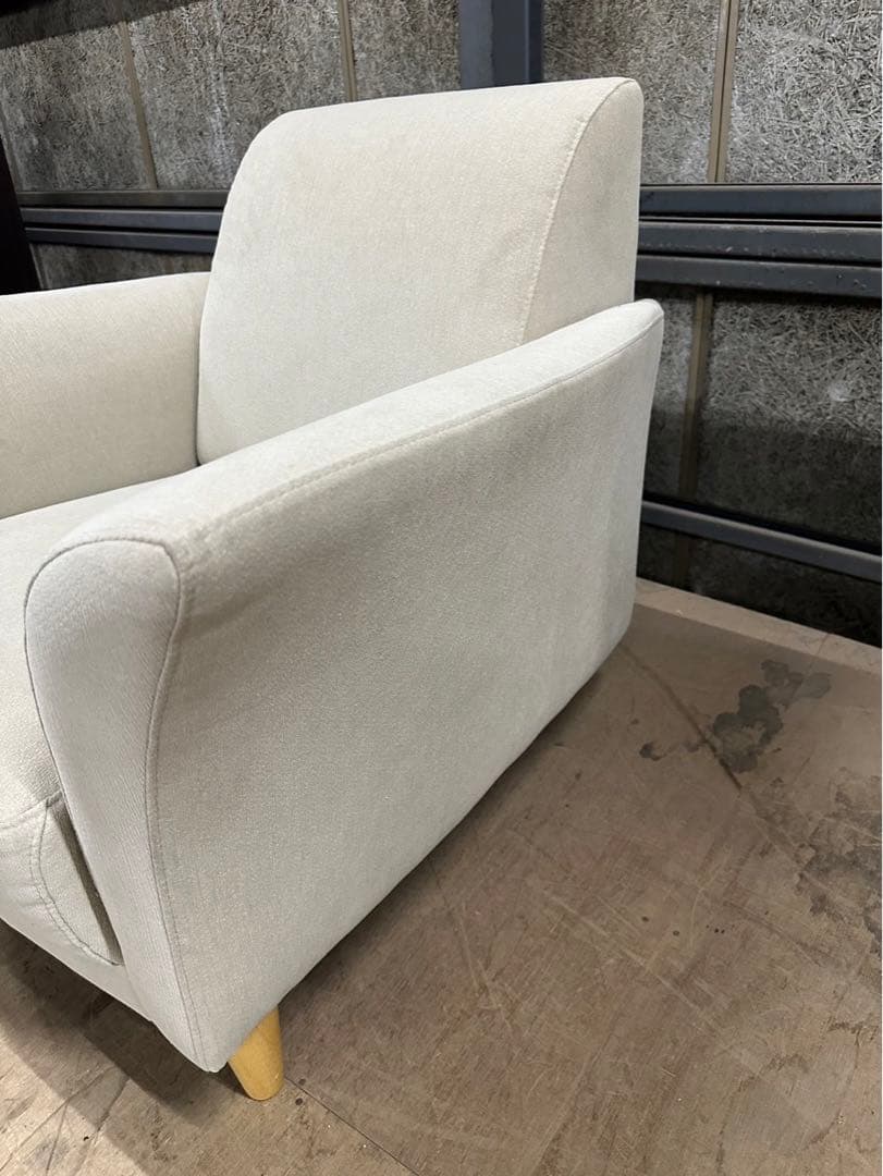 【blocco】ホワイトファブリック1人掛けソファ