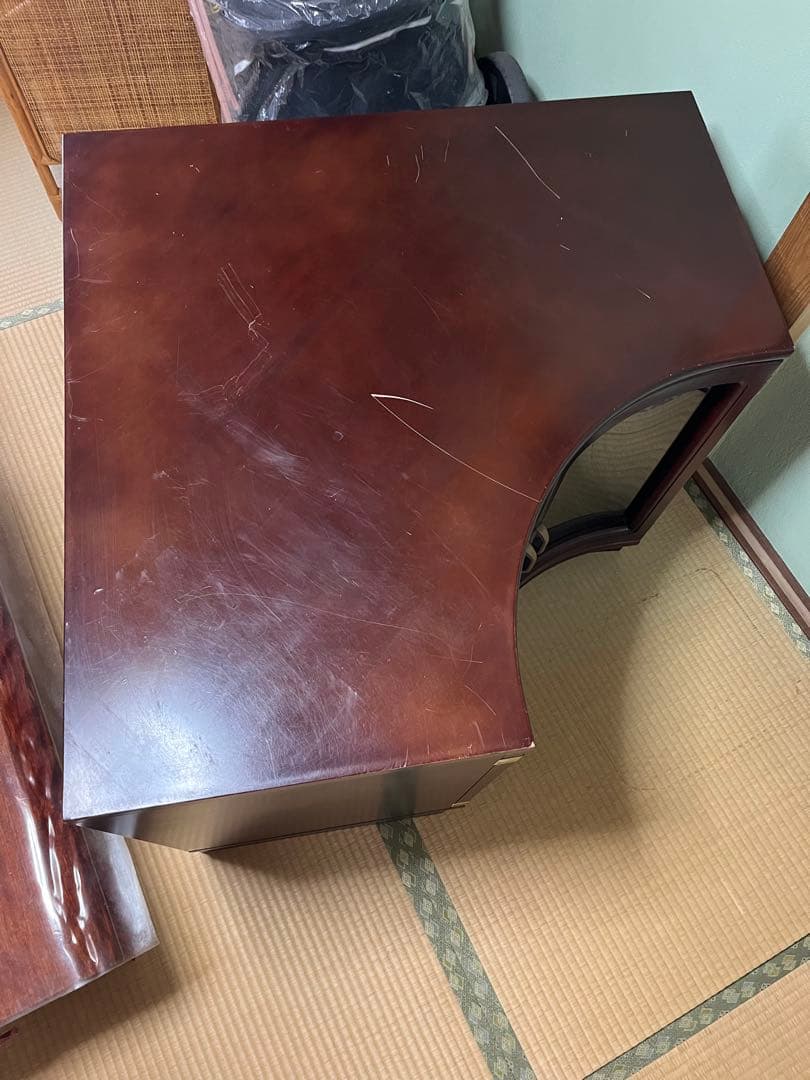 カリモク　コーナーキャビネット　アンティーク　古民家 家具　コーナーボード