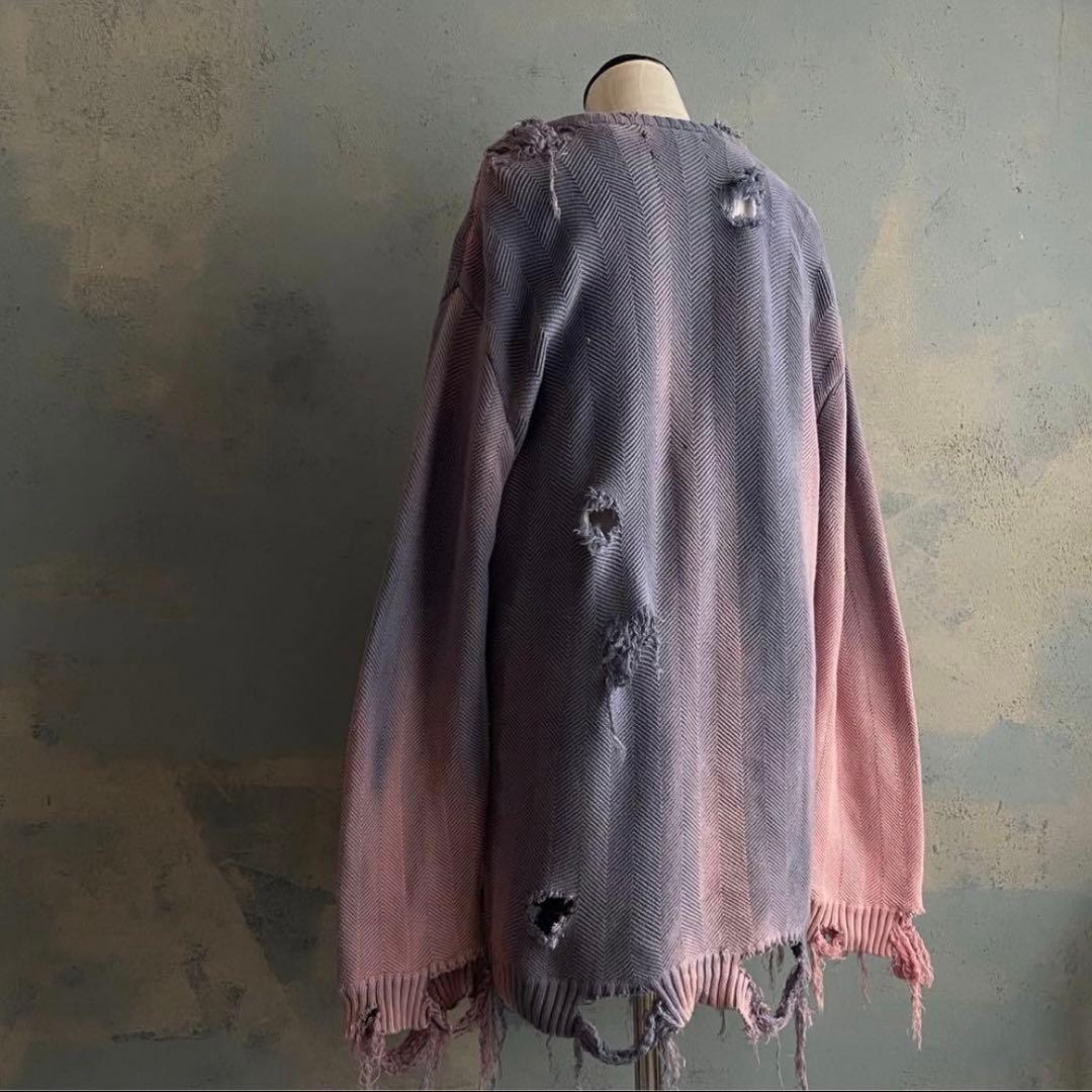 90's “chaps “ゆるダボ”フェード“broken boro knit