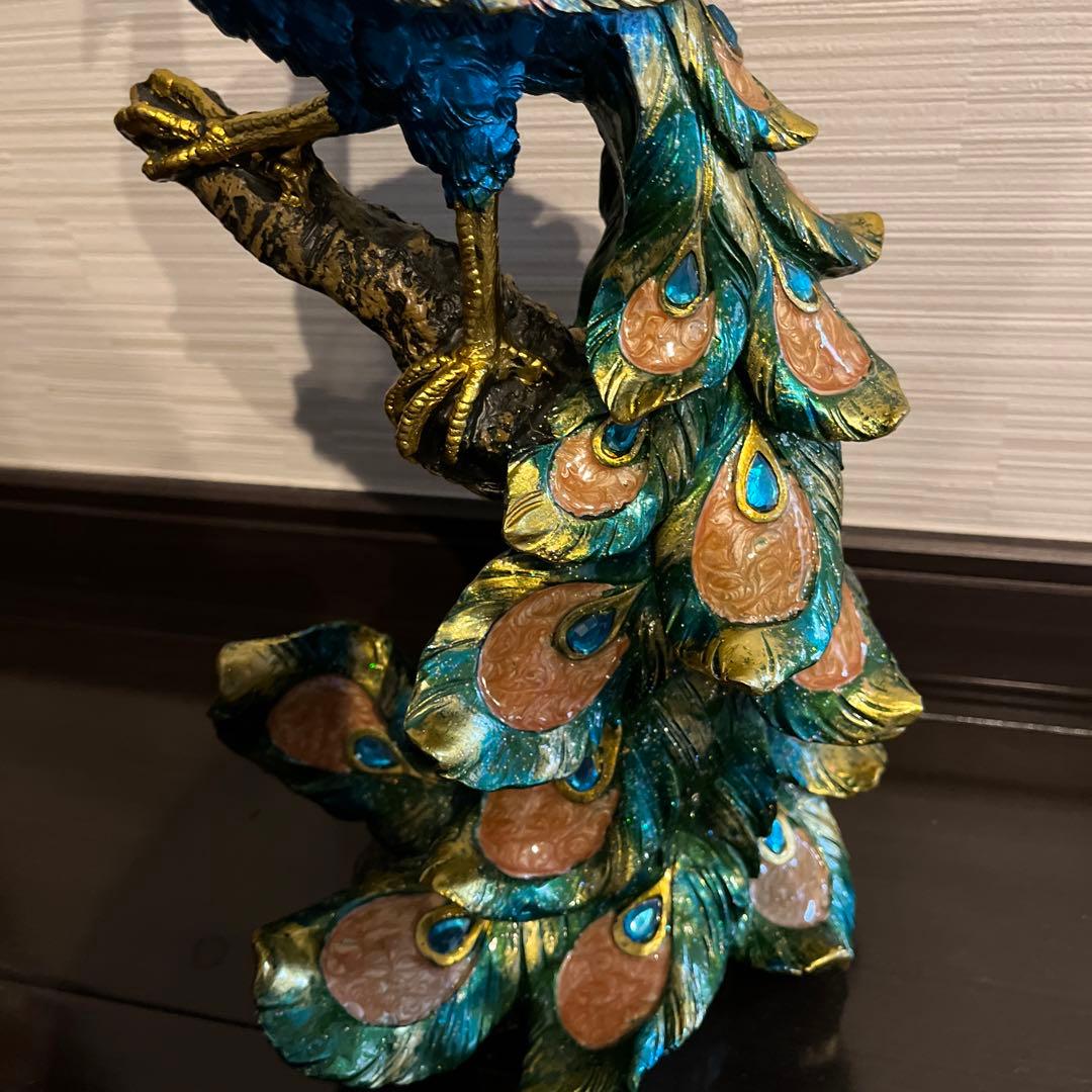 置物　孔雀　クジャク　インテリア　贈り物