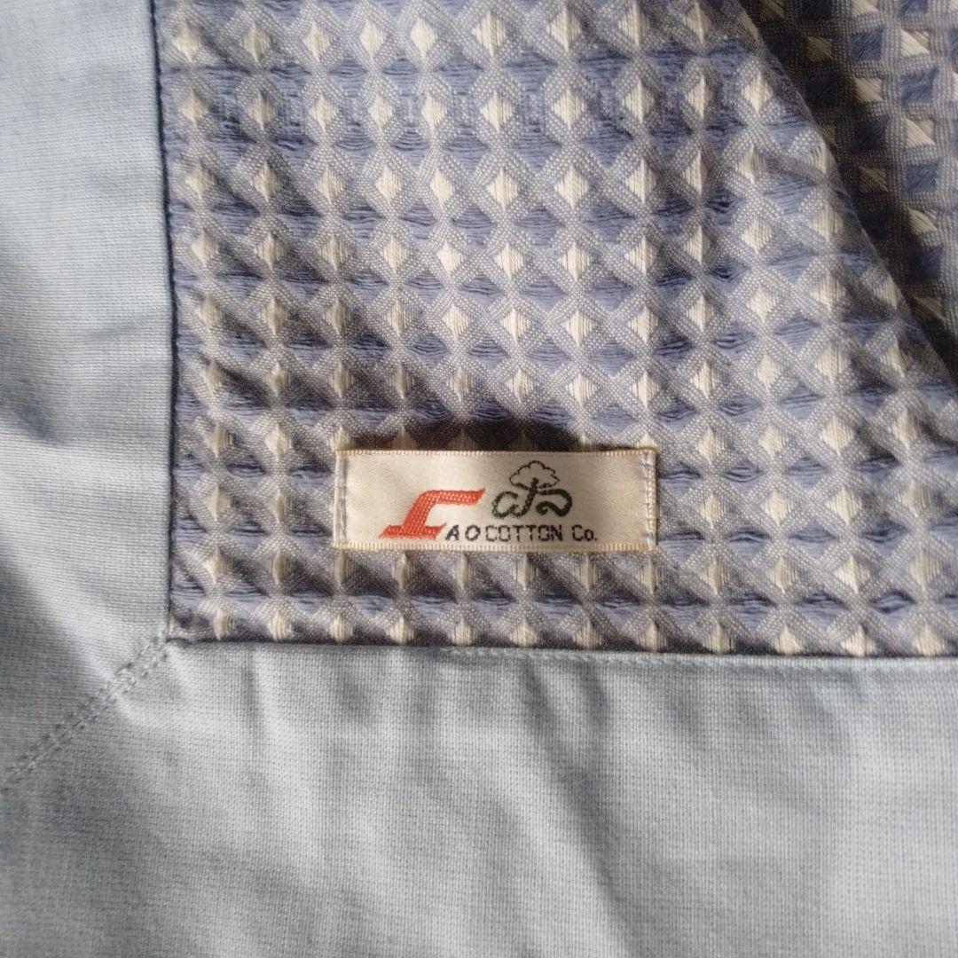 LAOS COTTON チェック柄 ダブル以上　ベッドスプレッド　ライトブルー