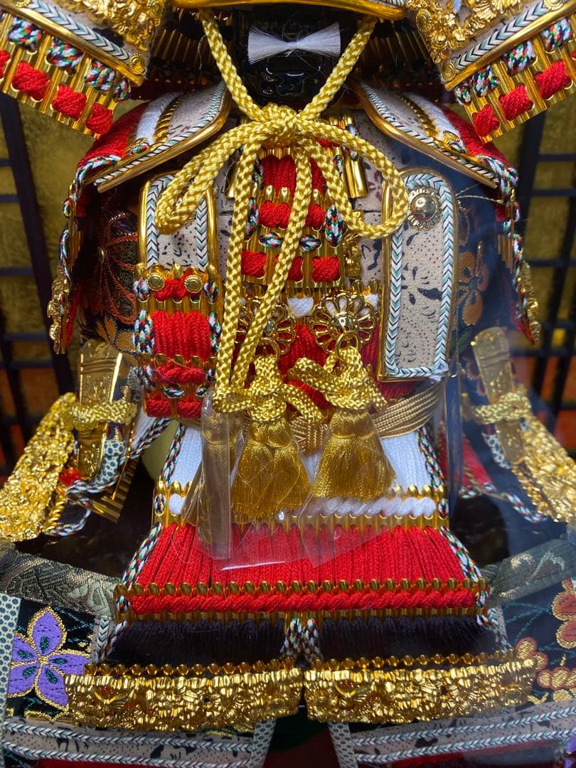 東京久月　五月人形　家紋付き大鎧飾り　オルゴール付き六角アクリルケース入