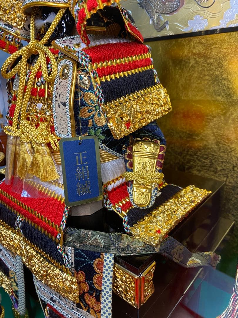 東京久月　五月人形　家紋付き大鎧飾り　オルゴール付き六角アクリルケース入