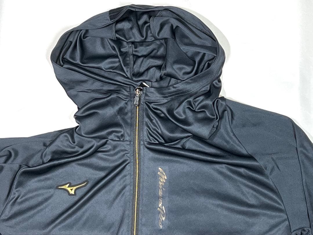 【ミズノプロ】フルZIPフーディ(薄手) ブラック XO 12JECK75
