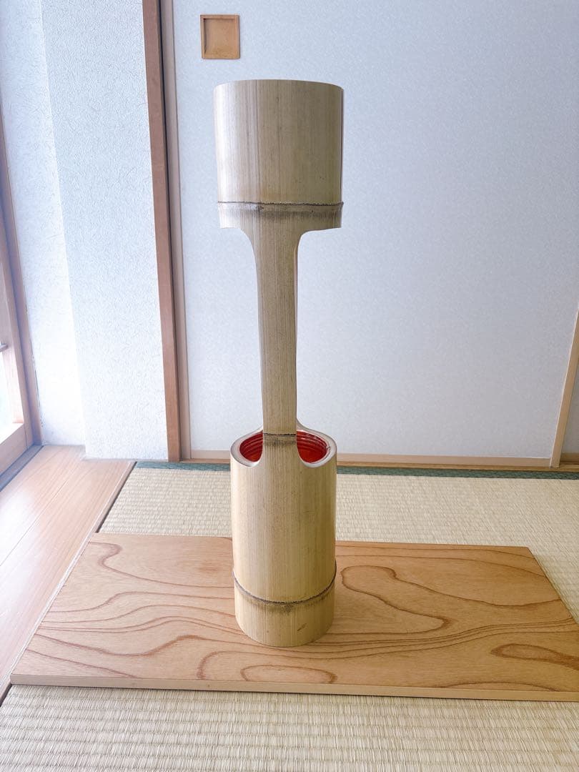 86 美品　根なし　二重切り　二重切　 生け花　竹花入れ　華道具