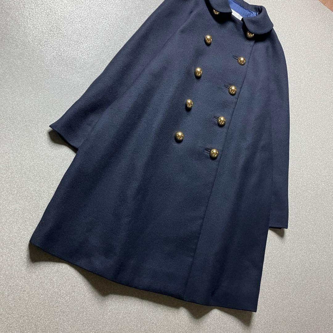 【美品✨金ボタン/丸襟】J&M DAVIDSONダブルブレスト ロングコート