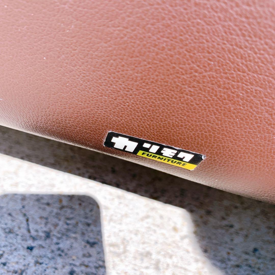 【送料無料】Karimoku カリモク レザー 1人掛けソファ 昭和レトロ 茶②