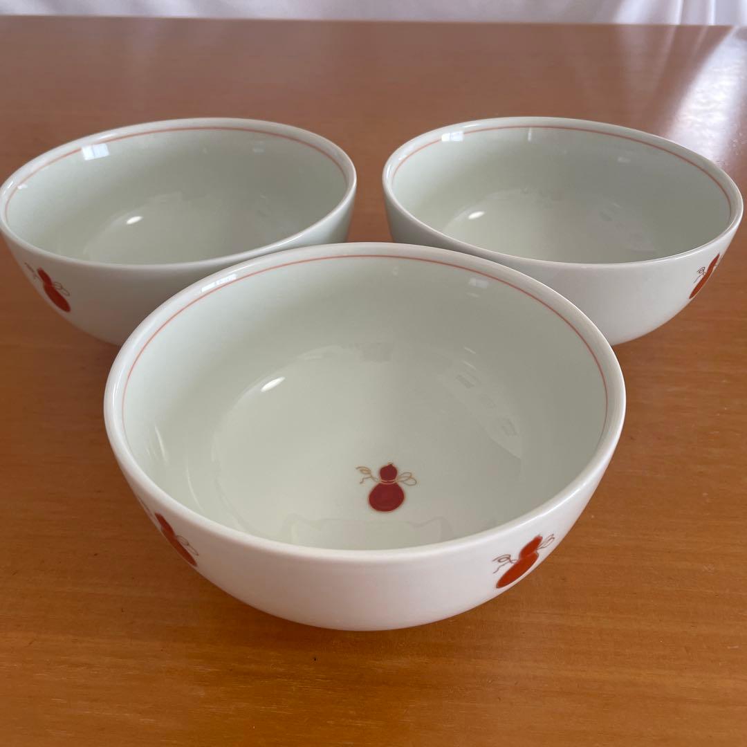 【美品】深川製磁　丼 どんぶり　3個セット　赤絵　金彩　オールド深川