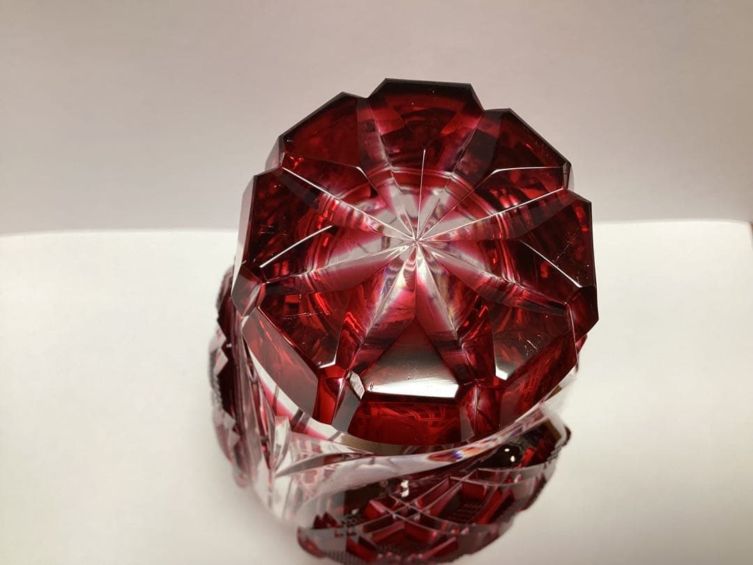 薩摩切子　花瓶　フラワーベース　薩摩ガラス工芸(刻印あり) 花器　供箱有り