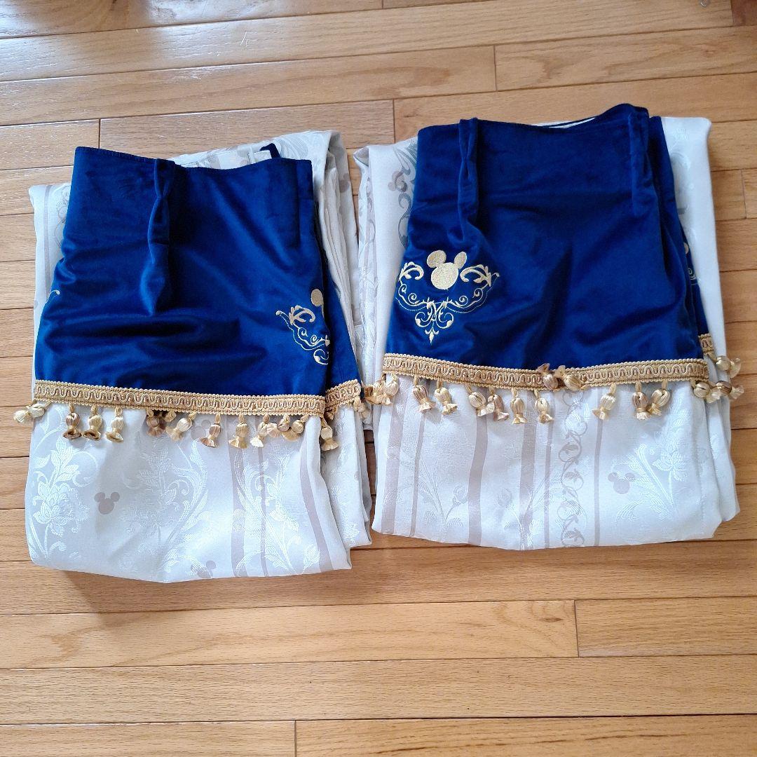 ディズニー ミッキージャカード 遮光カーテン 約100×120 2枚セット