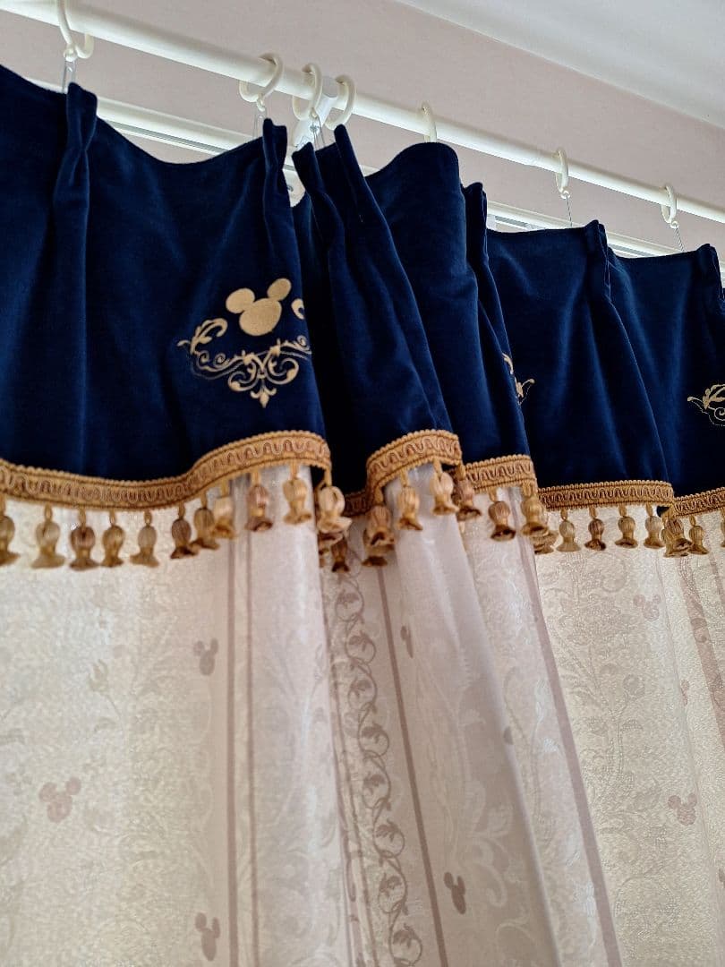 ディズニー ミッキージャカード 遮光カーテン 約100×120 2枚セット