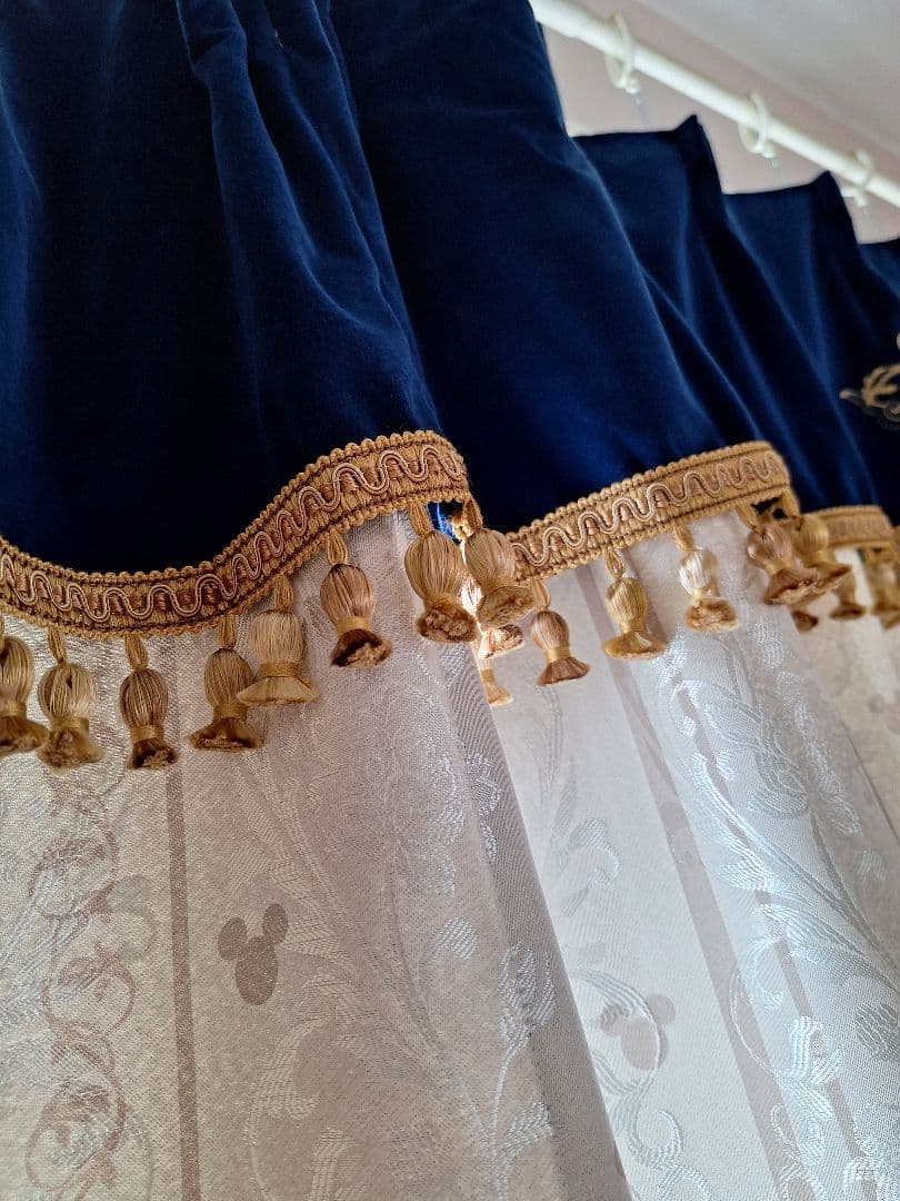 ディズニー ミッキージャカード 遮光カーテン 約100×120 2枚セット