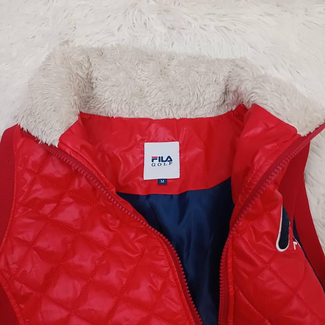 FILA GOLF　キルティングワンピース　M　レッド中綿　ロゴワッペン