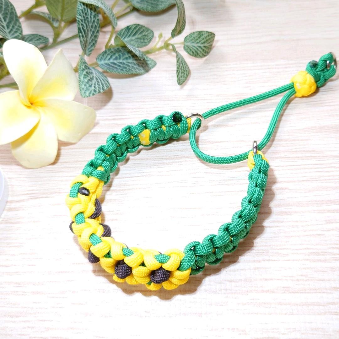 パラコードリード＆首輪　一体型　✿ひまわり✿　小型犬用　№046