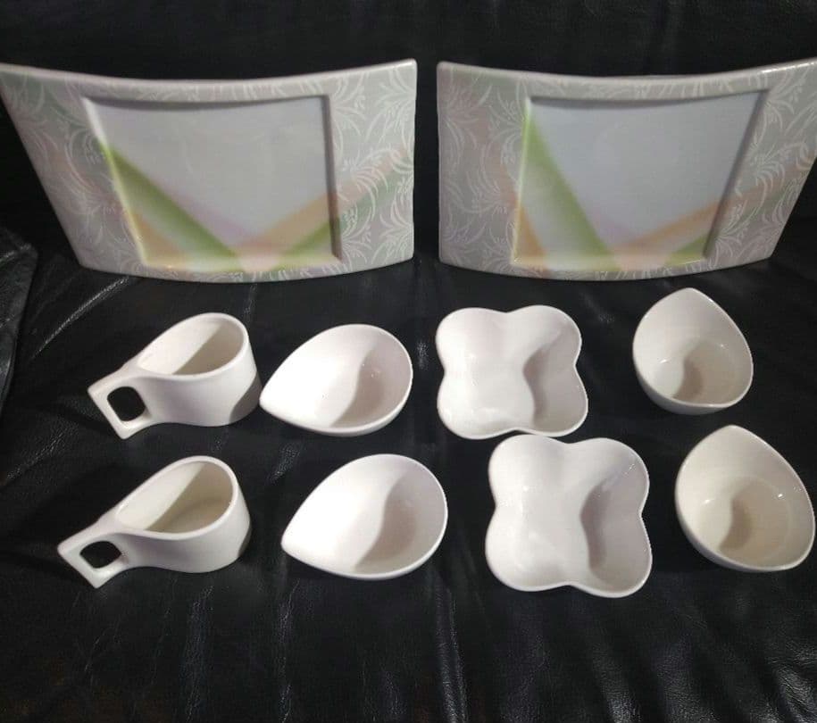 ♥ホームパーティー用♥美濃焼 ・名作良峰作高級浮き上り銀彩皿⬛洋風５種豪華２組