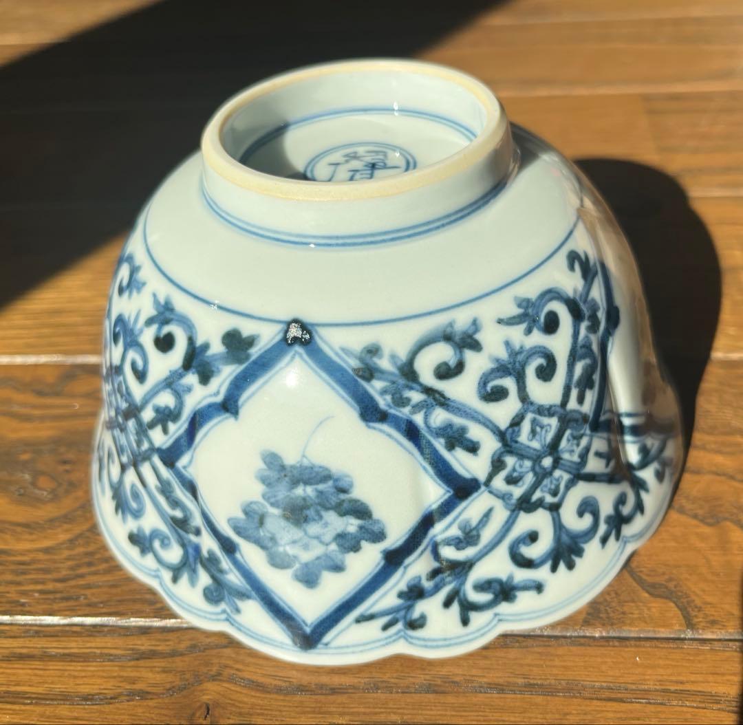 【宮内庁御用窯】 山本長左 （木箱入り）5枚揃い 向付け　青華鳳凰紋