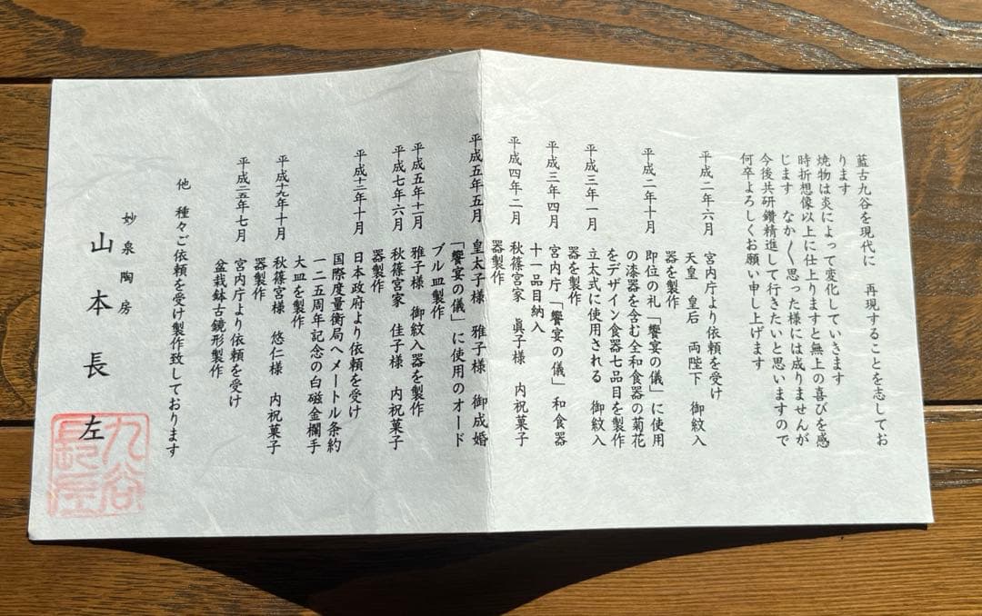 【宮内庁御用窯】 山本長左 （木箱入り）5枚揃い 向付け　青華鳳凰紋