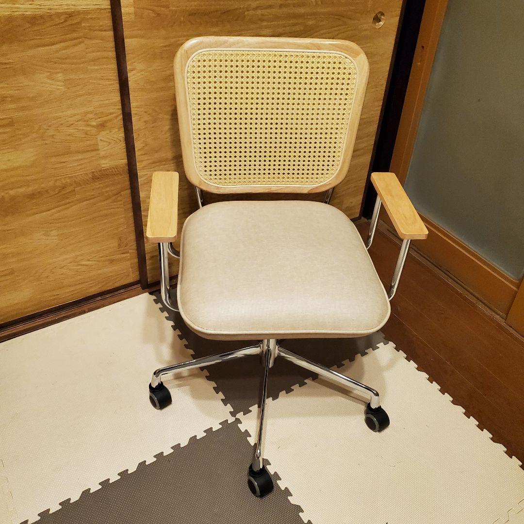 【美品】LOWYA ラタン調デスクチェア キャスター代替品