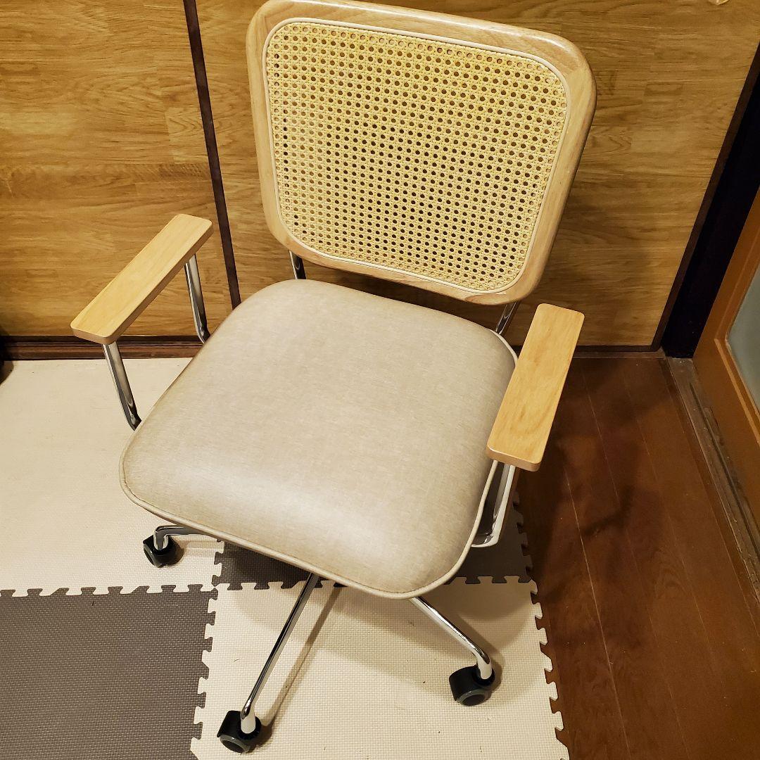 【美品】LOWYA ラタン調デスクチェア キャスター代替品